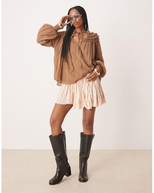 Free People Natural Third Charm Boho Ruffle Mini Skirt
