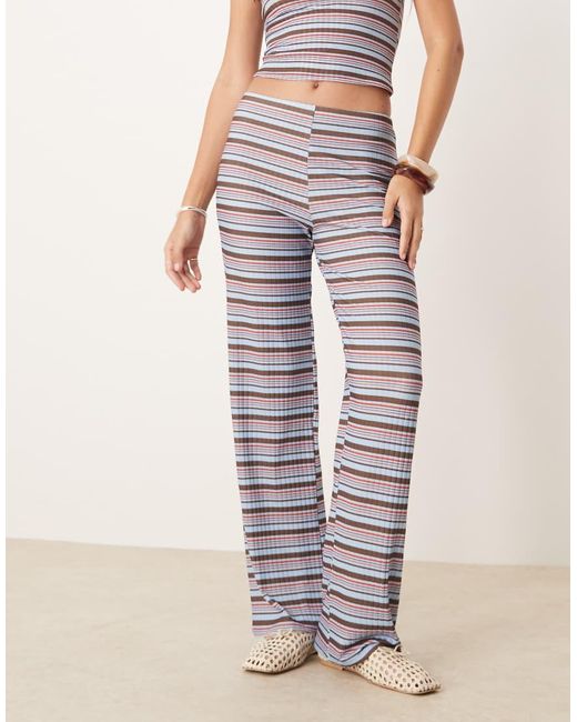 ASOS Gestreepte Broek Met Wijde Pijpen in het Natural