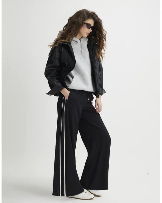 River Island Black Stitch Side Stripe Joggers