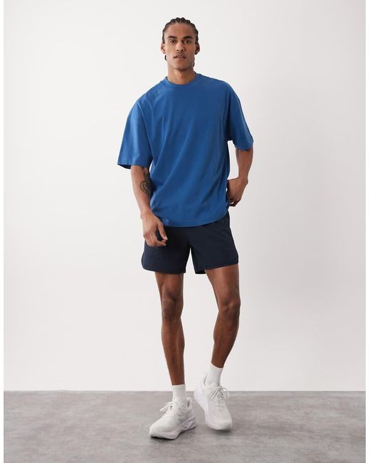 4505 Blue Icon Heavyweight Cotton Oversized T-shirt With Quick-dry Finish for men