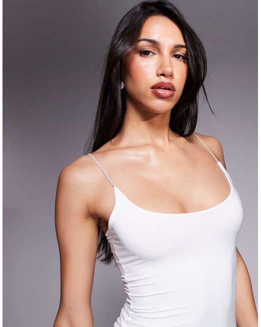 Missy Empire White Double Layered Slinky Scoop Neck Cami Mini Dress
