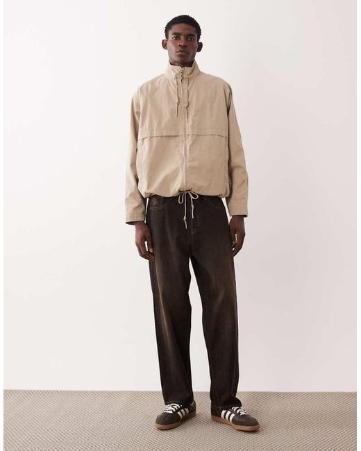 ASOS Natural Cotton Funnel Windbreaker Jacket for men