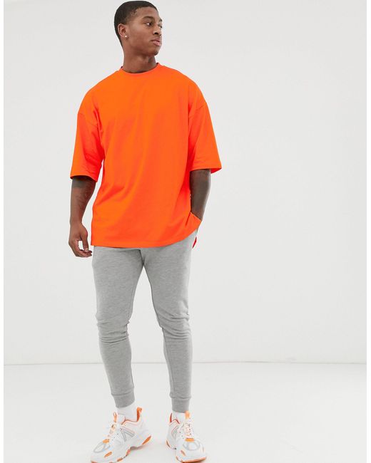ASOS Orange Oversized T-shirt With Side Split for men