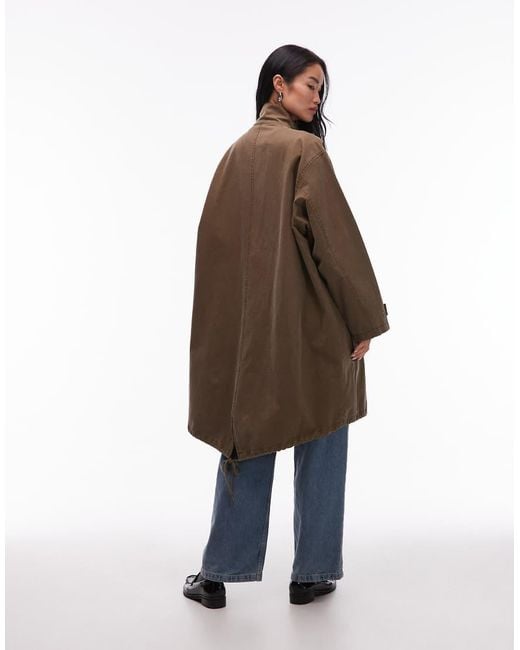 Chaqueta Larga De Estilo Campero De -Verde Collusion de color Brown