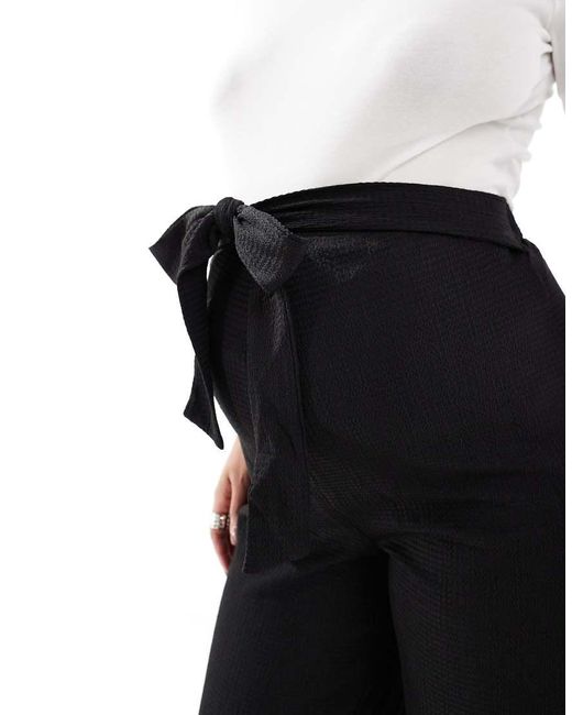 Mama.licious Blue Mamalicious Tie Waist Detail Wide Leg Jersey Trouser