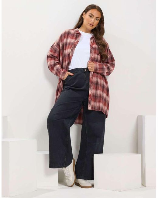 Yours Clothing Red Oversized Check Shirt