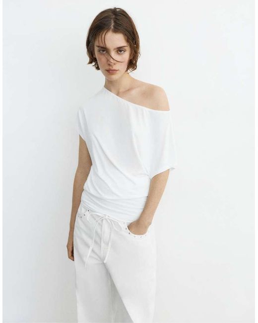 Pull&Bear White Short Asymmetric Dress