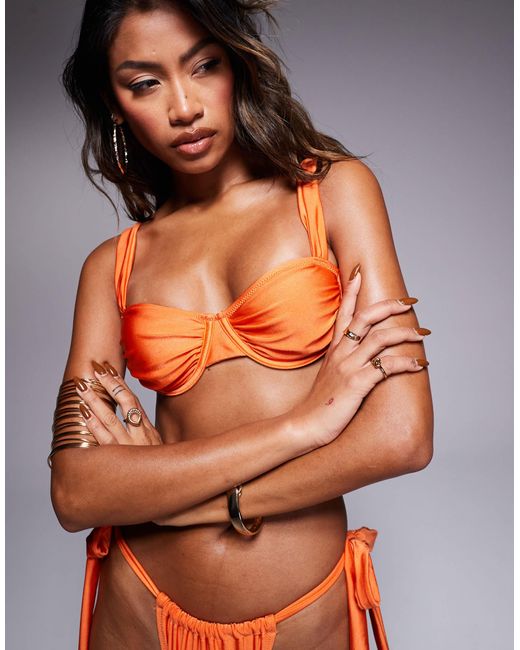 Candypants Orange – gerafftes bügel-bikinioberteil