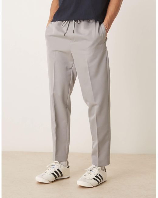 ASOS Gray Pull On Smart Tapered Fit Pants for men
