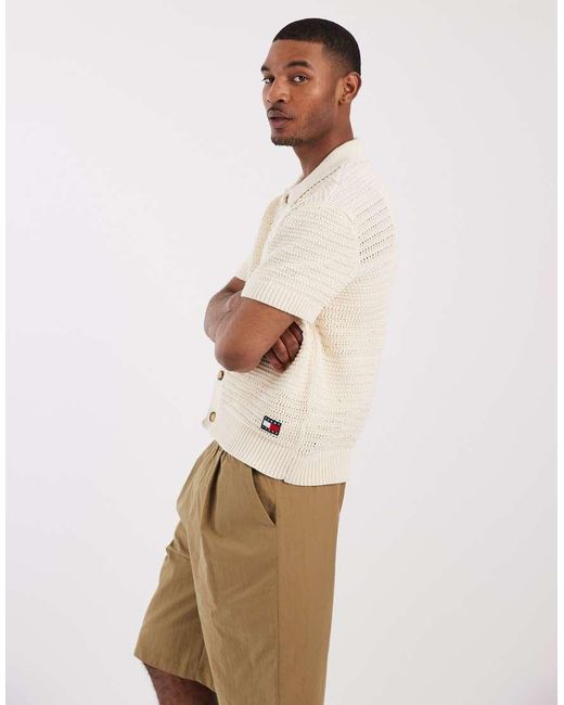Tommy Hilfiger Natural Crochet Short Sleeve Cardigan for men