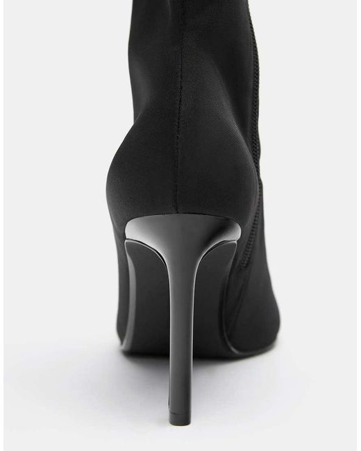 Pull&Bear Black Stretch High-heel Ankle Boots