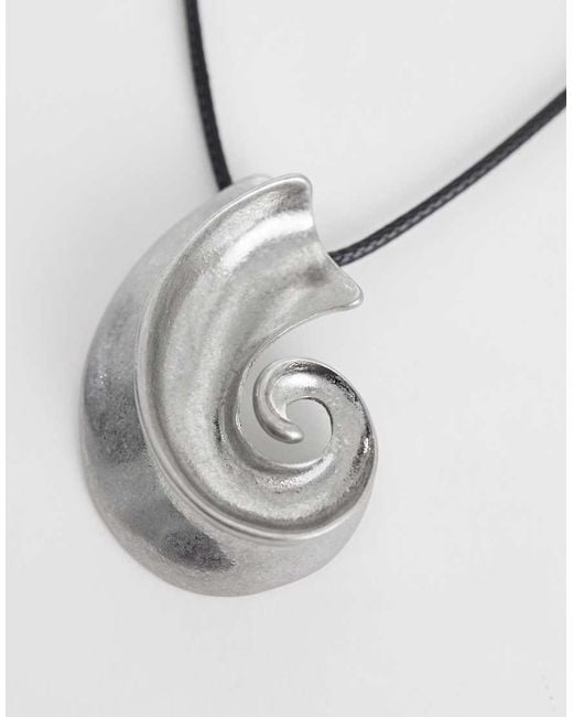 ASOS Metallic Black Corded Necklace With Shell Pendant