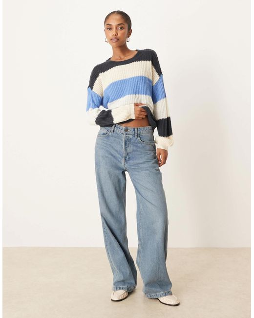 Pull en maille à rayures - bleu et crème Jdy en coloris Blue