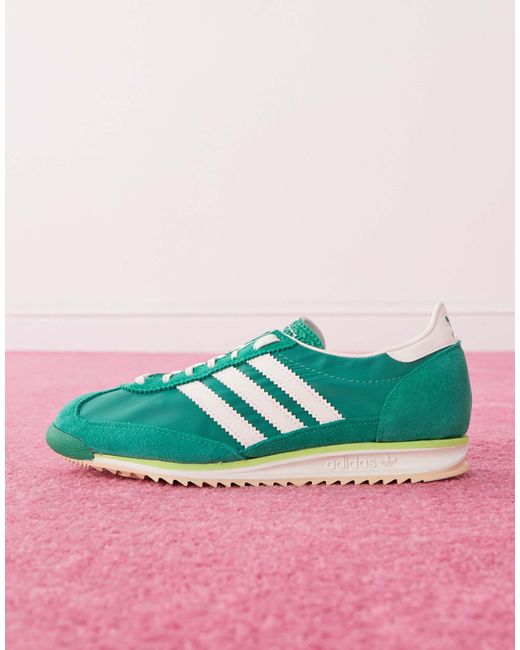 Adidas Originals Green Sl 72 Og Suede And Leather-Trimmed Canvas Sneakers