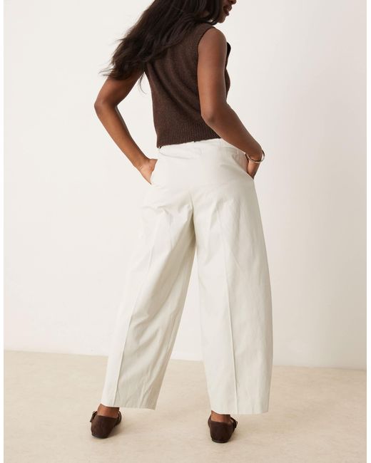 ASOS Natural Tailored Extreme Barrel Trousers With Pleat Detail