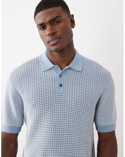 Jack & Jones Blue Premium Knitted Print Polo for men