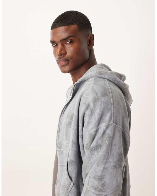 Sudadera Corta Azul Básica Con Capucha, Estampado De Camuflaje Y Cremallera De Abercrombie & Fitch de hombre de color Gray