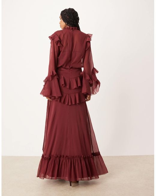 asos red formal dress NWT ASOS Burgundy Red Sequin 3/4 Sleeve Wrap Midi Maxi Formal Cocktail D