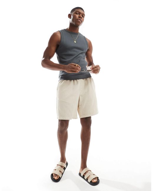 Jack & Jones – locker geschnittene shorts aus cord in Natural für Herren