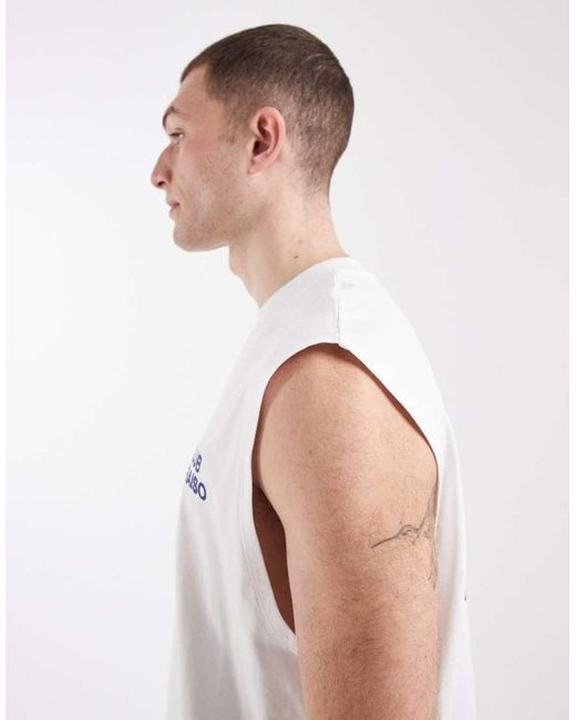 ASOS White Oversized Tank With Bubble Floral Back Print for men