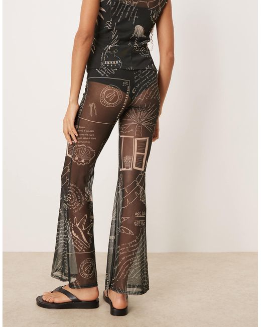 Never Fully Dressed Natural Mesh Flare Trouser Co-ord
