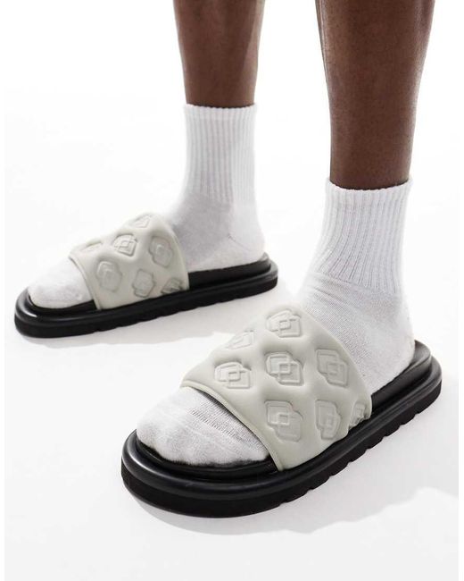 ASOS Slipper Sandalen Met Reliëf En Dikke Zool in het White voor heren
