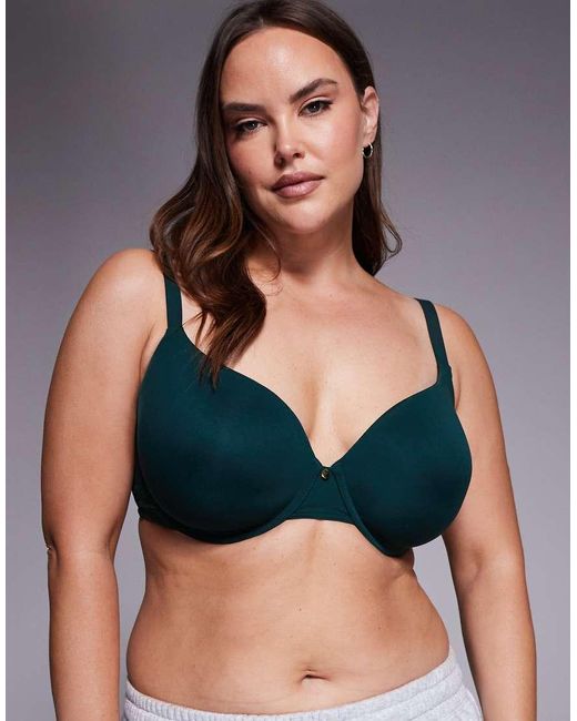 ASOS Green Asos Design Curve Moulded T-shirt Bra With Charm Detail And Embossed Straps