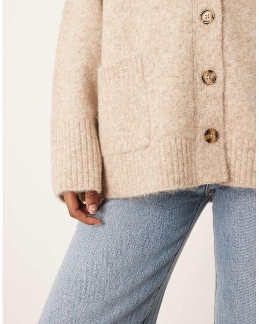 ASOS Natural Fisherman Rib Boyfriend Cardigan