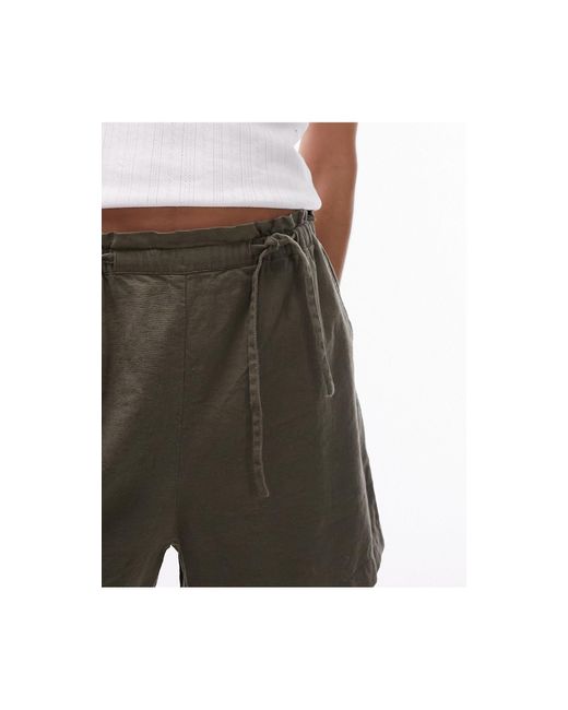 TOPSHOP Green – leinen-shorts