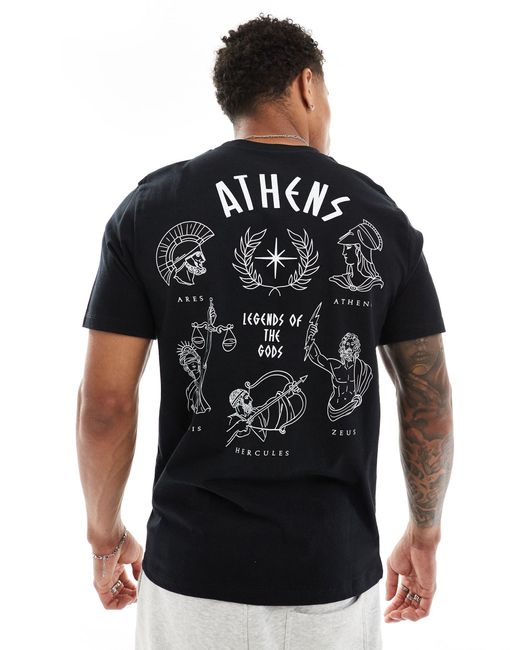 Camiseta negra con estampado "athens" en la espalda ASOS de hombre de color Black