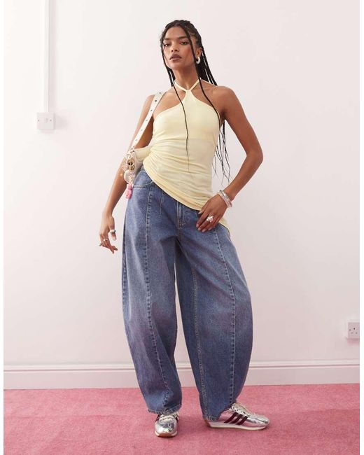 Collusion Pink Asymmetrical Halter Neck Top