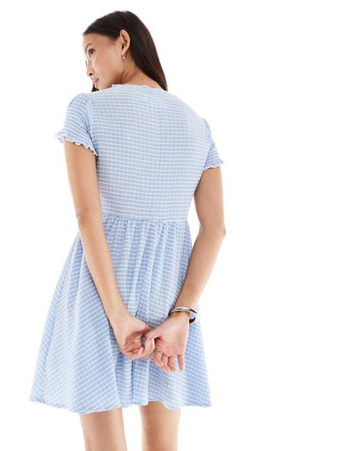 Daisy Street Blue Mini Smock Dress