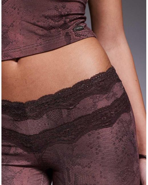 I.AM.GIA Brown Beau Double Lace Trim V Front Flared Trouser Co-ord
