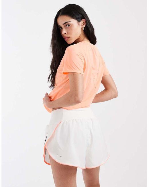 Nike White Tempo Dri-fit Mid Rise Swoosh Shorts