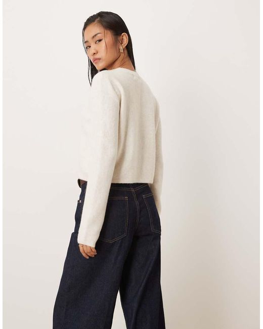 Jdy Natural Crew Neck Cardigan With Wool