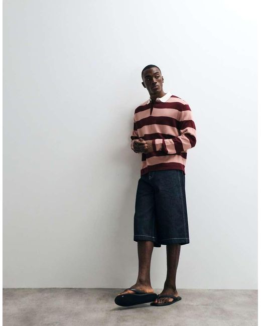 Polo Comoda A Maniche Lunghe di ASOS in Red da Uomo