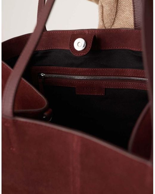 Mango Brown Suede Structu Tote Bag