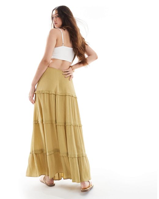 Miss Selfridge Metallic Miss Selfridge Tiered Maxi Skirt