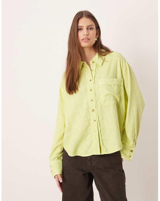 Free People Yellow Linen Rich Laurel Top