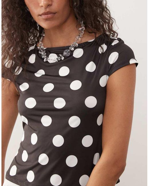 Collusion Multicolor Cap Sleeve Slash Neck Top