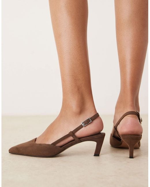 ASOS Natural Shadow Chisel Toe Slingback Mid Heel Shoes