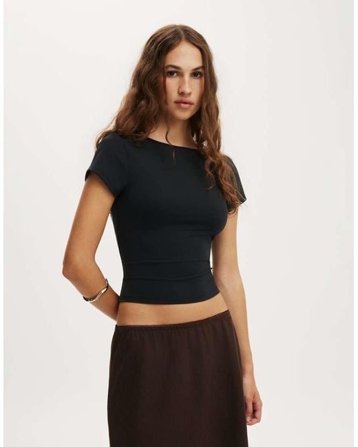Cotton On Black Hold Me Scoop Back Tee