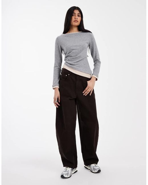 ASOS Gray Supersoft Double Layer Hitched Side Top
