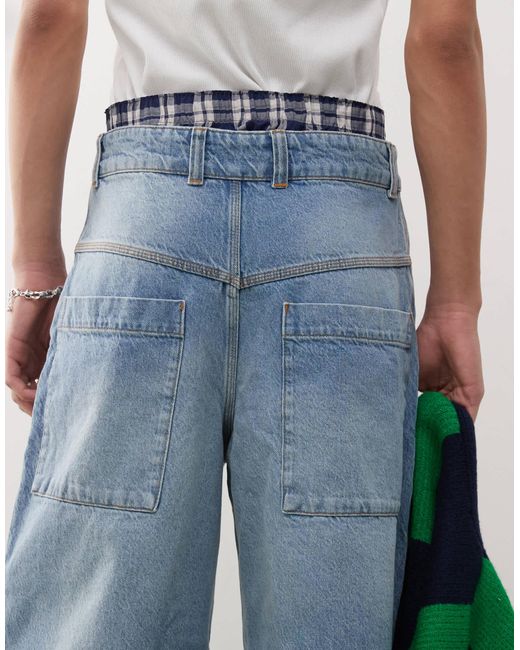 Collusion – skater-jorts aus denim mit waschung in Blue für Herren