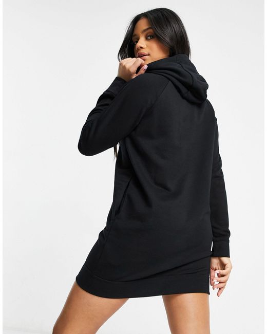 Nike Long Sleeve Fleece Hoodie Dress in Black (Grey) | Lyst Australia