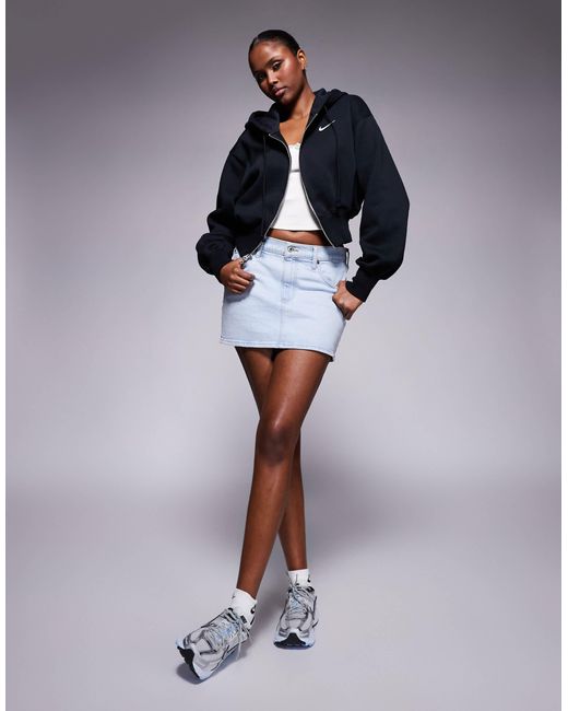 Nike Blue Phoenix Fleece Cropped Full Zip Hoodie