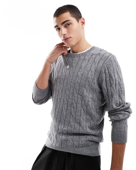 Pull en maille torsadée à détail emblématique - clair Hollister pour homme en coloris Gray