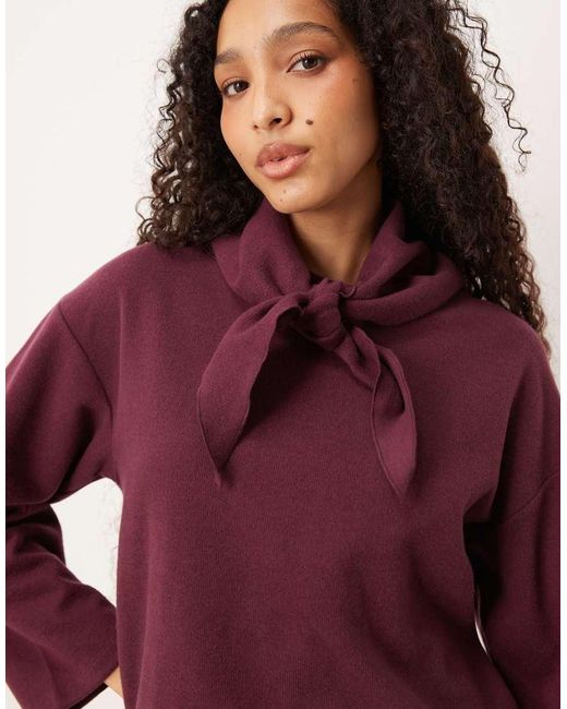 Threadbare Red Jumper With Scarf Detail