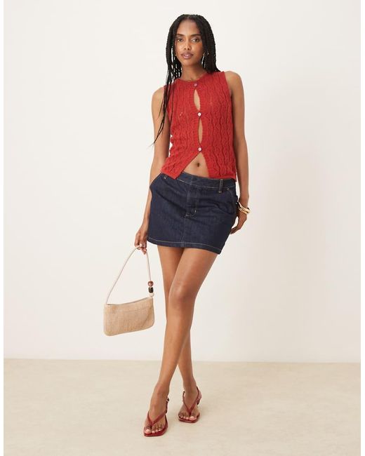 Motel Red Birama Button Detail Knit Tank Top