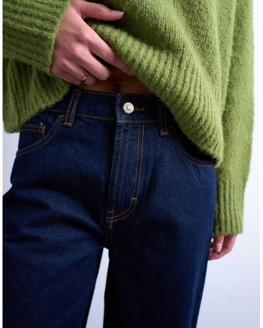 TOPSHOP Green Cinch Low Rise Relaxed Jean